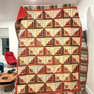 Vintage Handmade Quilt Perfect Condition Heirloom Cottagecore Log Cabin Quilt